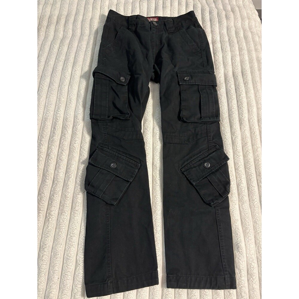 Matchstick Cargo Pants 29x28 Black Straight Leg Workwear Utility Casual Pockets
